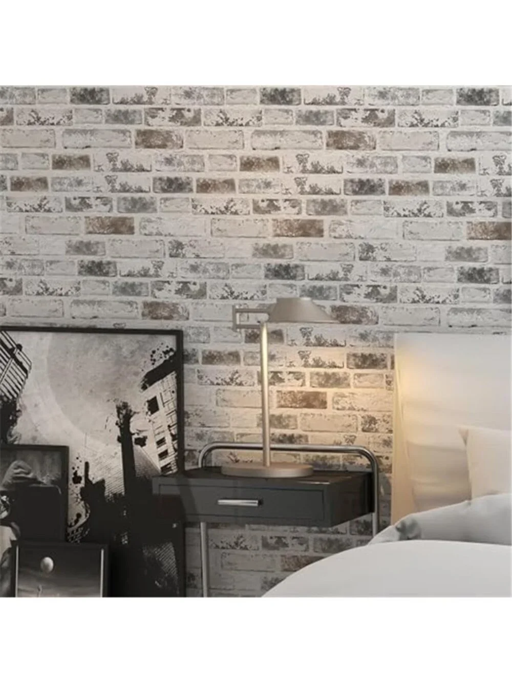 Peel and Stick Brick Wallpaper Grey White 3D Self Adhesive Removable Vinyl